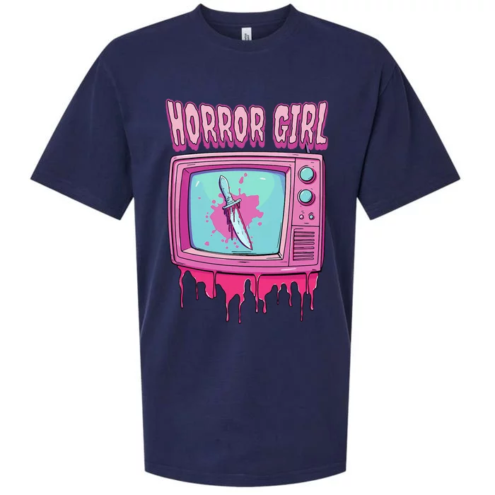 Horror Movie Lover Pastel Goth Slasher Pink Retro Tv Scary Sueded Cloud Jersey T-Shirt