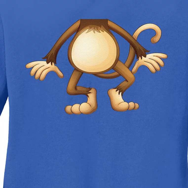 Headless Monkey Lazy DIY Halloween Costume Funny Animal Body Ladies Long Sleeve Shirt