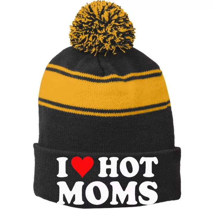 Hot Moms Love Stripe Pom Pom Beanie