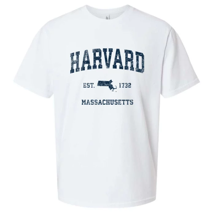 Harvard Massachusetts MA Vintage Sports Design Navy Print Sueded Cloud Jersey T-Shirt