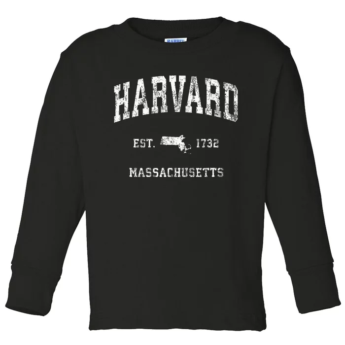 Harvard Massachusetts MA Vintage Athletic Sports Design Toddler Long Sleeve Shirt