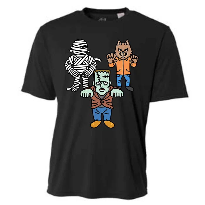 Horror Movie Monster Mummy Werewolf Frankenstein Comic Book Cooling Performance Crew T-Shirt