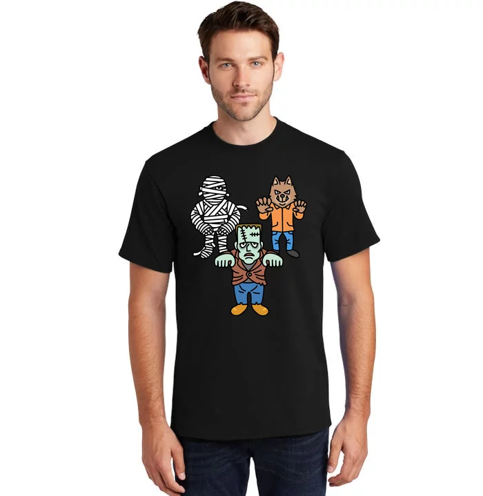 Horror Movie Monster Mummy Werewolf Frankenstein Comic Book Tall T-Shirt