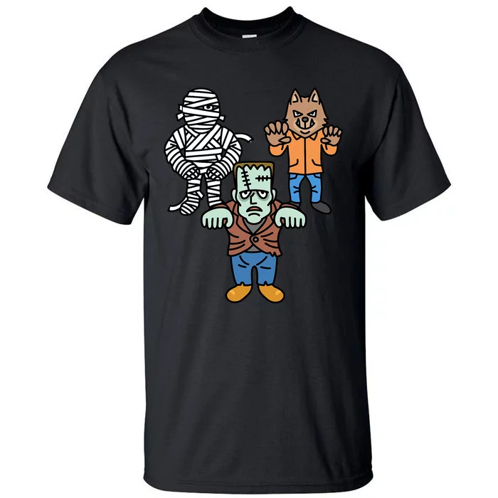 Horror Movie Monster Mummy Werewolf Frankenstein Comic Book Tall T-Shirt