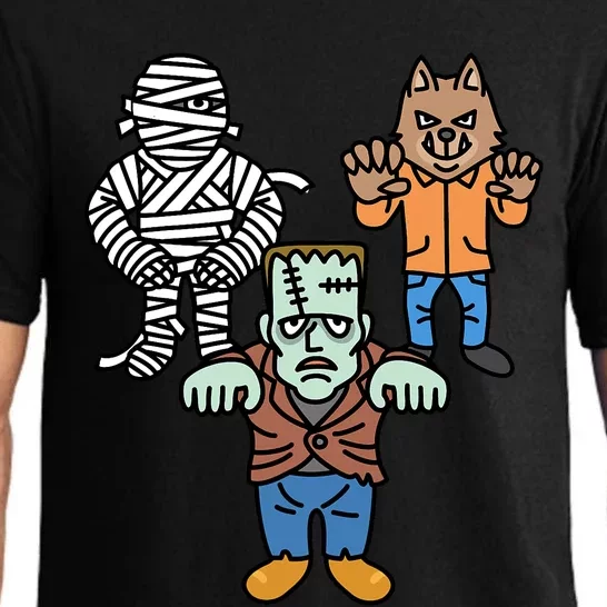 Horror Movie Monster Mummy Werewolf Frankenstein Comic Book Pajama Set