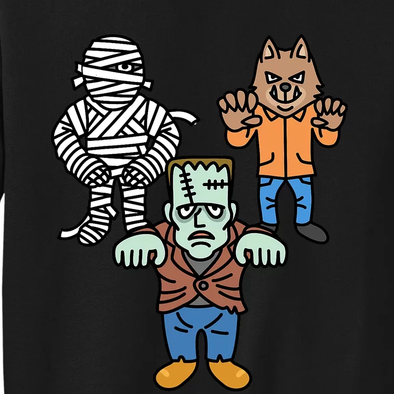 Horror Movie Monster Mummy Werewolf Frankenstein Comic Book Tall Sweatshirt