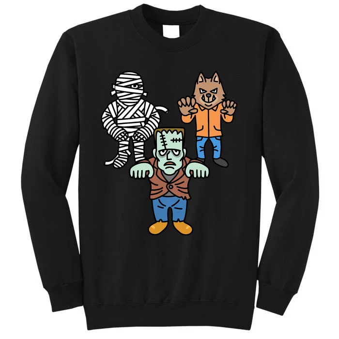 Horror Movie Monster Mummy Werewolf Frankenstein Comic Book Tall Sweatshirt