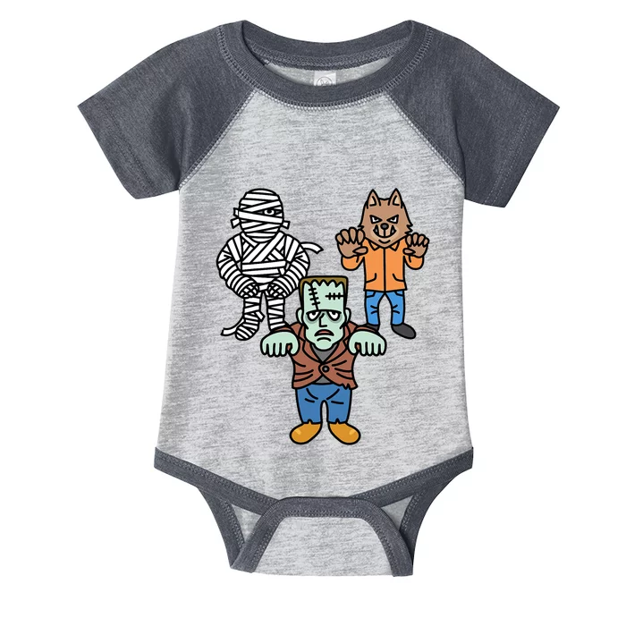 Horror Movie Monster Mummy Werewolf Frankenstein Comic Book Infant Baby Jersey Bodysuit