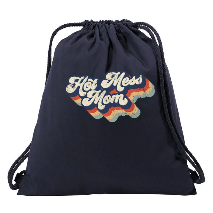 Hot Mess Mom Retro Vintage Style Graphic Cute Gift Drawstring Bag