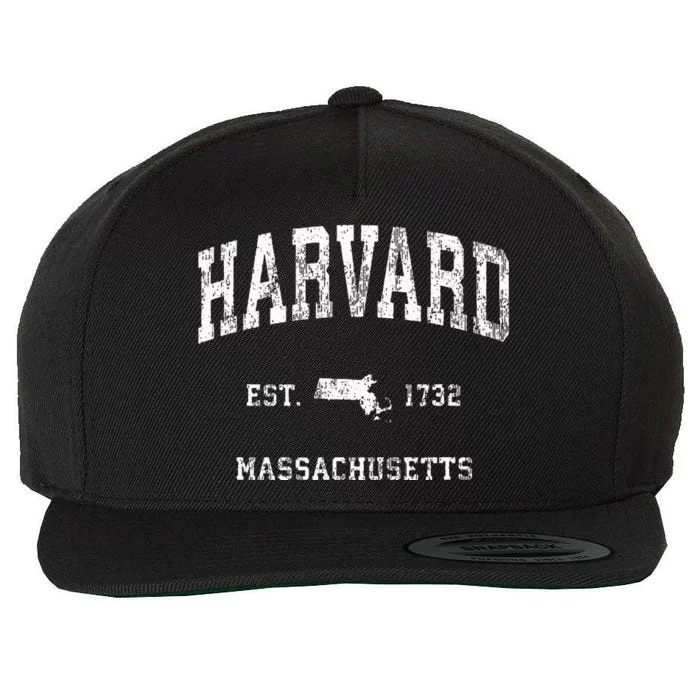 H.arvard Massachusetts MA Vintage Athletic Sports Design Wool Snapback Cap