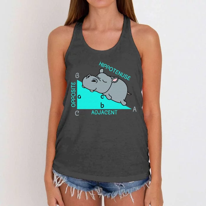 Hippotenuse Math Mathematics Teacher Joke fun Saying Women's Knotted Racerback Tank