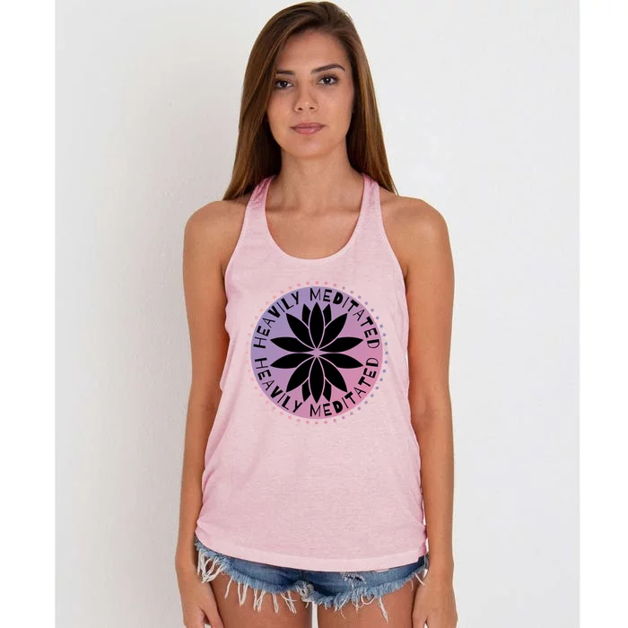 Heavily Meditated Meditation Mindfulness Statet Gift Women's Knotted Racerback Tank