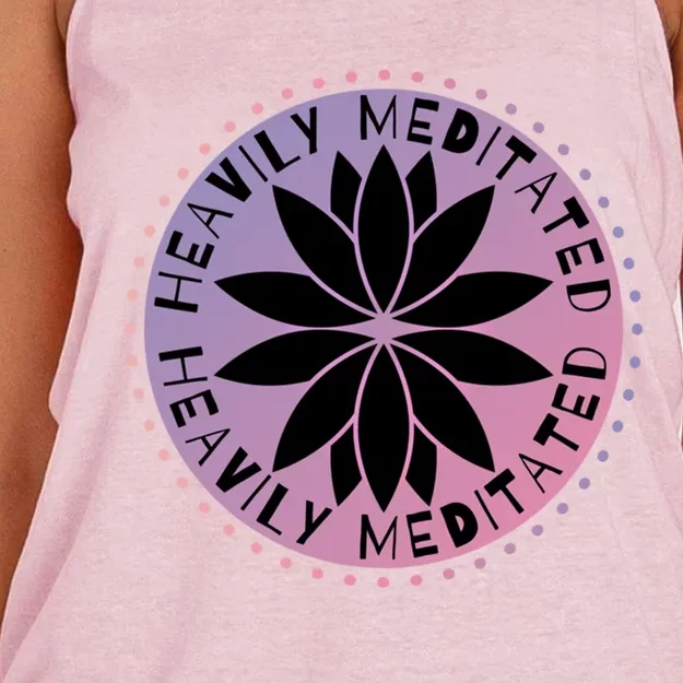 Heavily Meditated Meditation Mindfulness Statet Gift Women's Knotted Racerback Tank