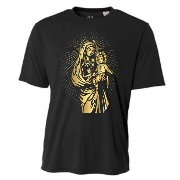 Holy Mother Mary Mother of Jesus Vintage Catholic Cooling Performance Crew T-Shirt