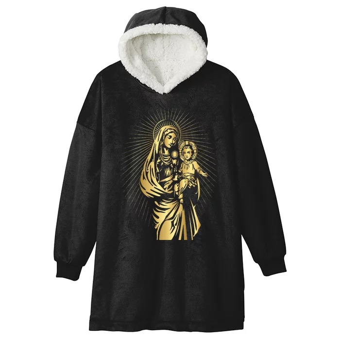 Holy Mother Mary Mother of Jesus Vintage Catholic Hooded Wearable Blanket