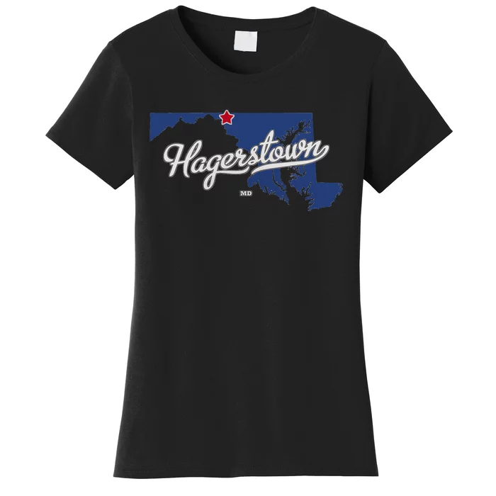 Hagerstown Maryland MD Map Women's T-Shirt