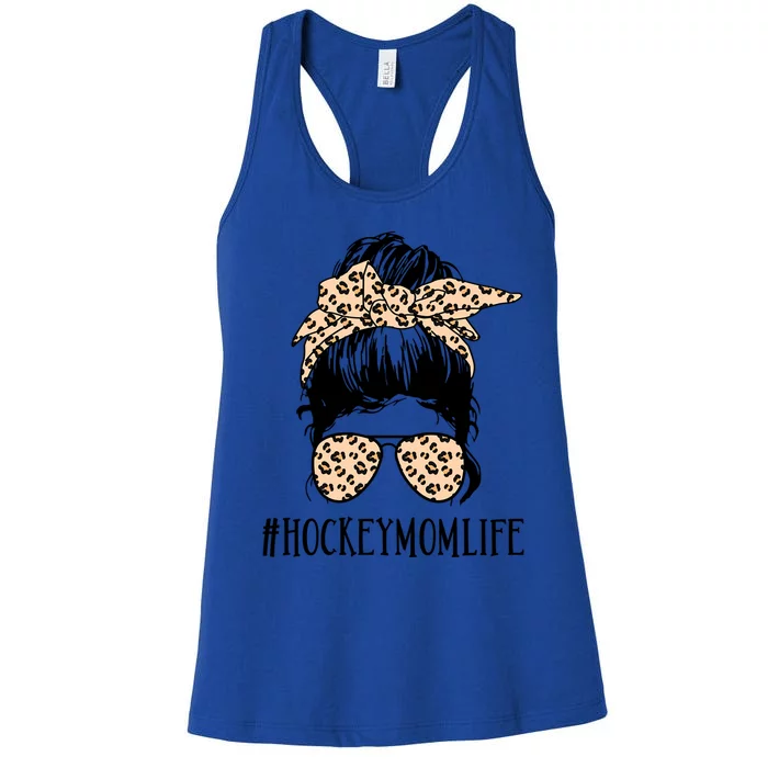 Hockey Mom Messy Bun Gift Women's Racerback Tank