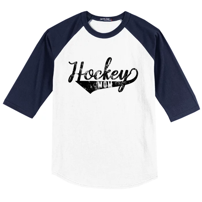 Hockey Mom Meaningful Gift Distressed Vintage Design Baseball Sleeve Shirt