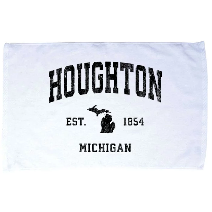 Houghton Michigan Mi Vintage Established Athletic Black Sports Microfiber Hand Towel