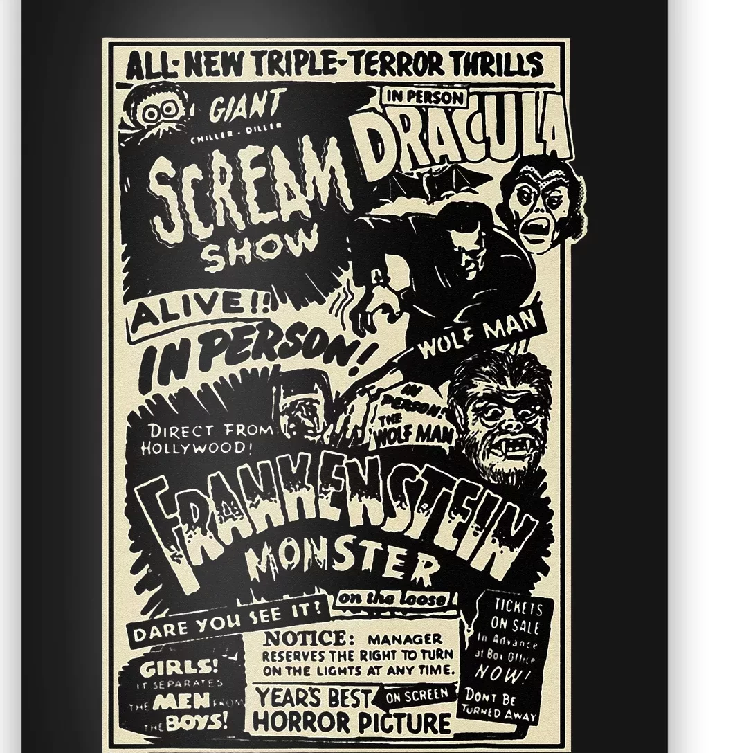 Horror Movie Monster Mummy Dracula Werewolf Frankenstein Poster