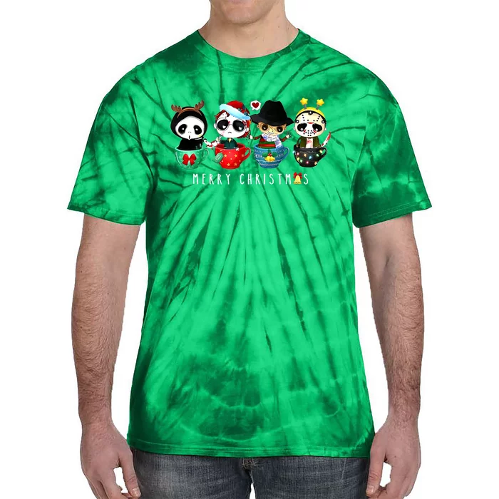 Horror Movie Merry Christmas Chibi Characters Tie-Dye T-Shirt