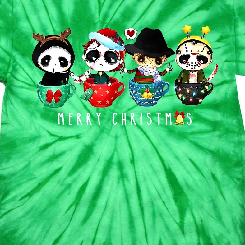 Horror Movie Merry Christmas Chibi Characters Tie-Dye T-Shirt