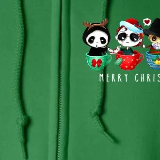 Horror Movie Merry Christmas Chibi Characters Full Zip Hoodie