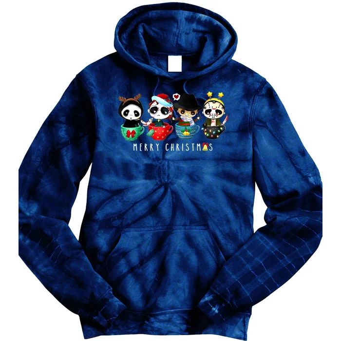 Horror Movie Merry Christmas Chibi Characters Tie Dye Hoodie