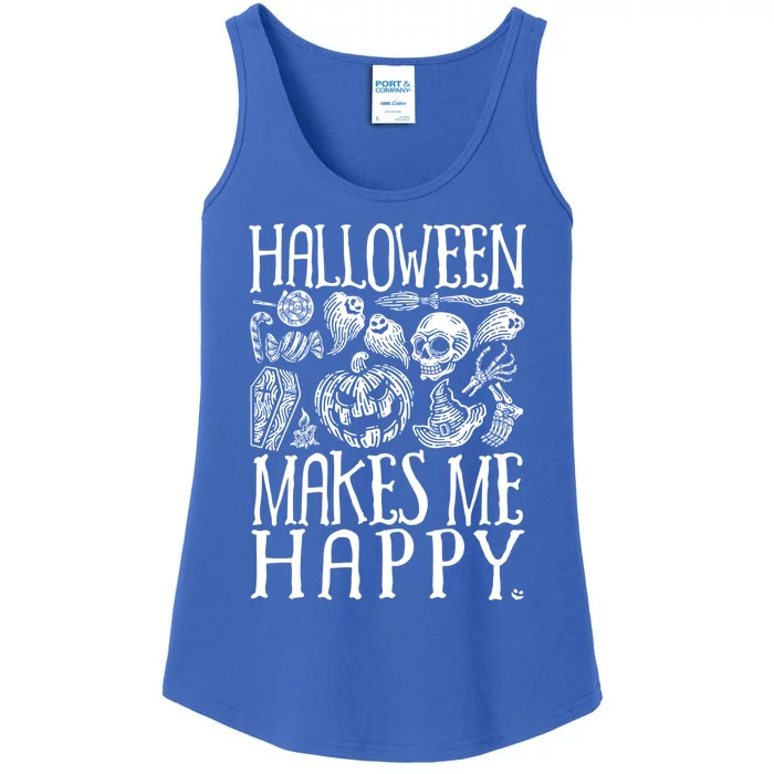 Halloween Makes Me Happy Spooky Scene Gift Ladies Essential Tank