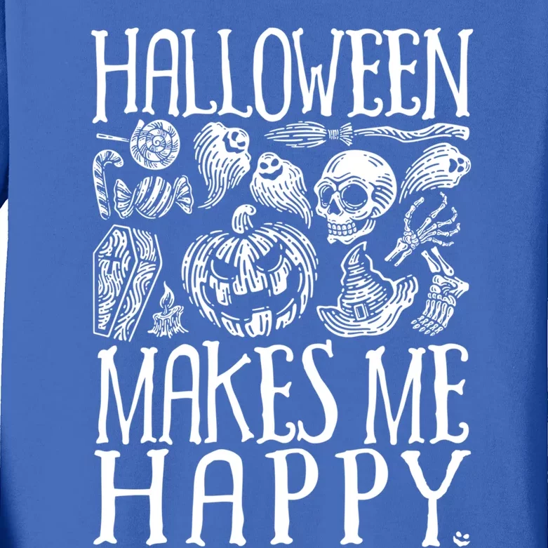 Halloween Makes Me Happy Spooky Scene Gift Kids Long Sleeve Shirt