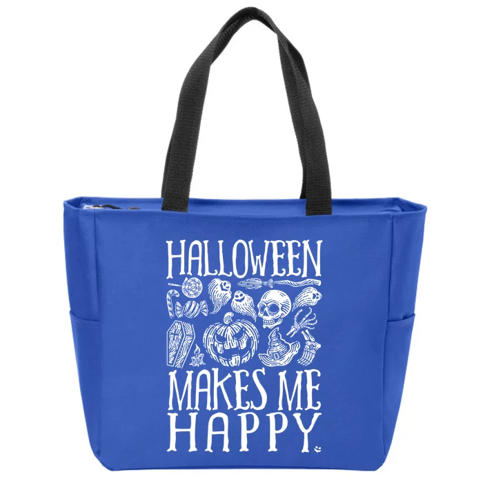 Halloween Makes Me Happy Spooky Scene Gift Zip Tote Bag