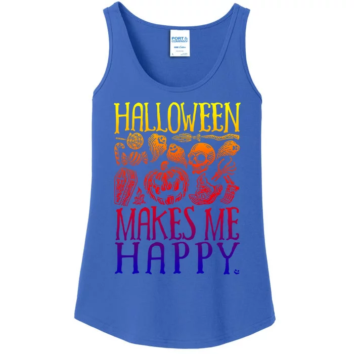 Halloween Makes Me Happy Spooky Stuff Gift Ladies Essential Tank