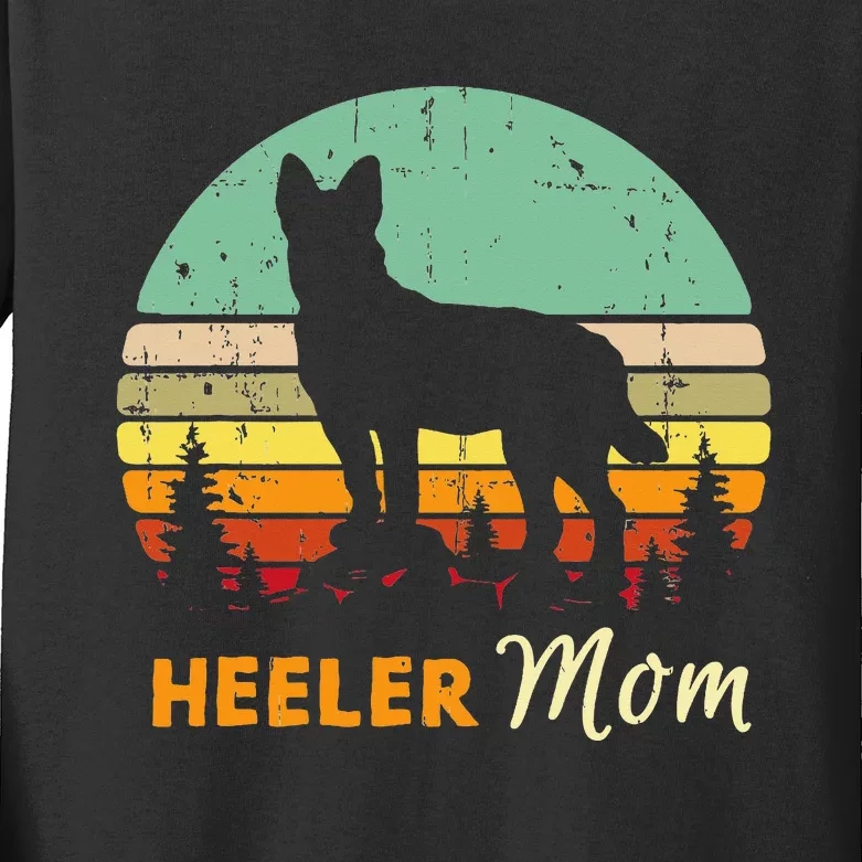 Heeler Mom Mama Mother Pet Cattle Dog Owner Kids Long Sleeve Shirt