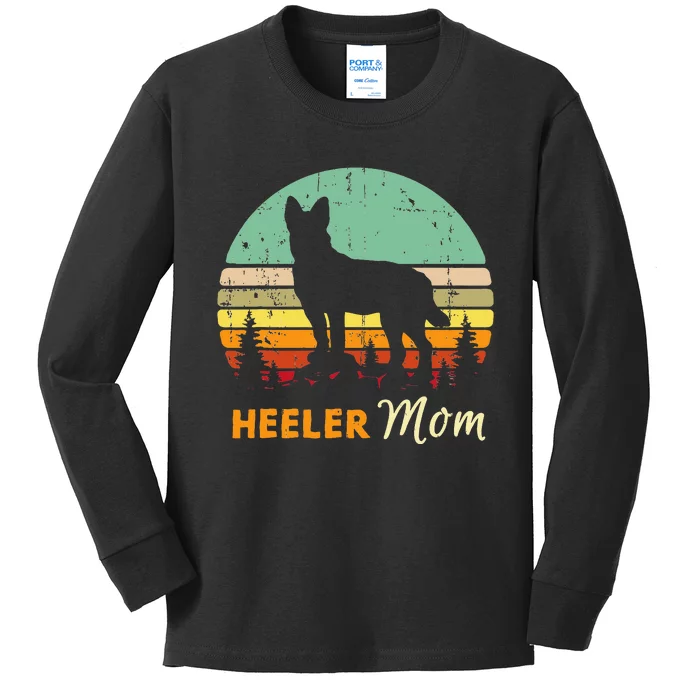 Heeler Mom Mama Mother Pet Cattle Dog Owner Kids Long Sleeve Shirt