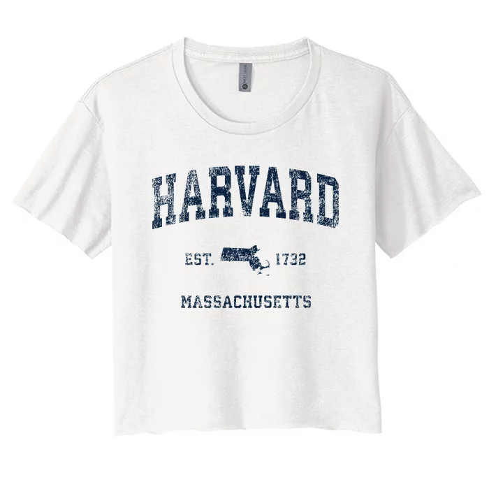 H.A.R.V.A.R.D Massachusetts Ma Vintage Sports Design Women's Crop Top Tee