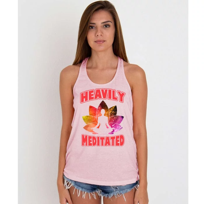 Heavily Meditated Meditation Lovers Meditation Gift Women's Knotted Racerback Tank