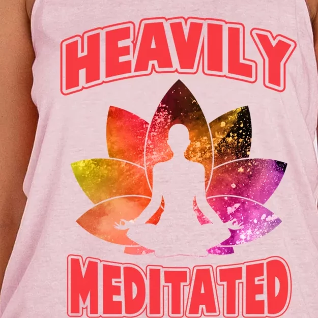 Heavily Meditated Meditation Lovers Meditation Gift Women's Knotted Racerback Tank