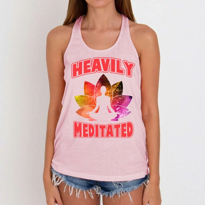 Heavily Meditated Meditation Lovers Meditation Gift Women's Knotted Racerback Tank