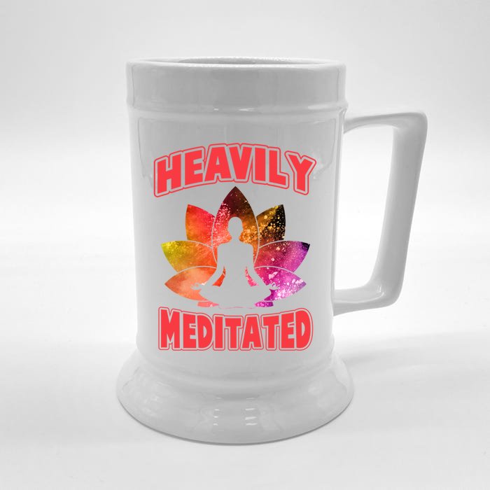 Heavily Meditated Meditation Lovers Meditation Gift Front & Back Beer Stein