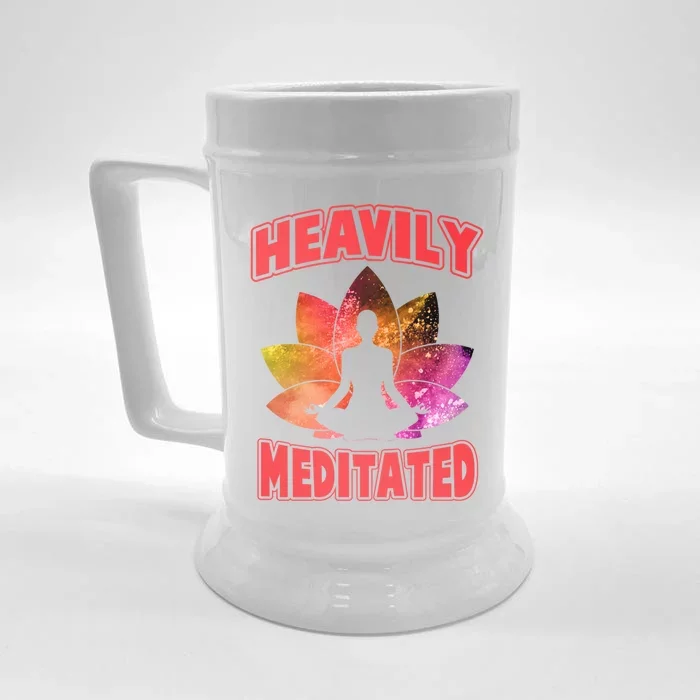 Heavily Meditated Meditation Lovers Meditation Gift Front & Back Beer Stein