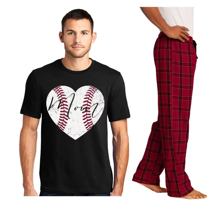 Heart Mom MotherS Day Christmas Baseball Softball Gift Pajama Set