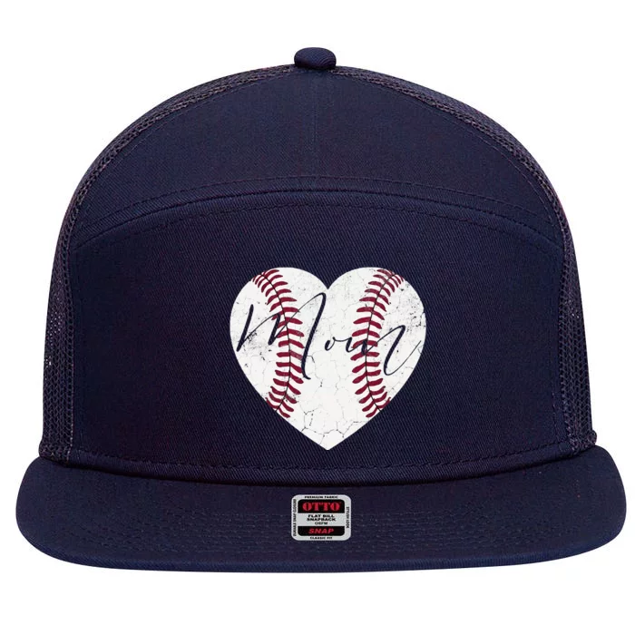 Heart Mom MotherS Day Christmas Baseball Softball Gift 7 Panel Mesh Trucker Snapback Hat