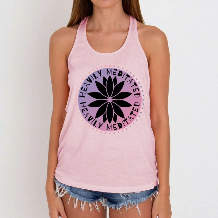 Heavily Meditated Meditation Mindfulness Statet Gift Women's Knotted Racerback Tank