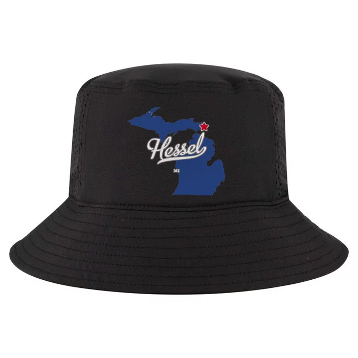 Hessel Michigan MI Map Cool Comfort Performance Bucket Hat