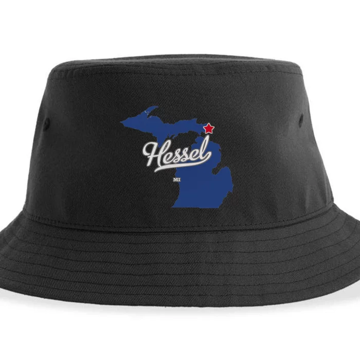 Hessel Michigan MI Map Sustainable Bucket Hat