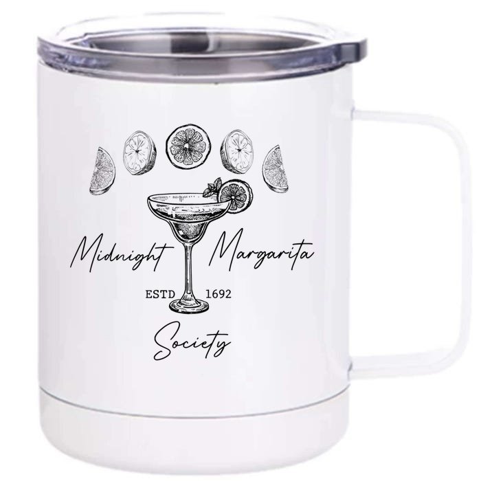 Halloween Midnight Margaritas Society Practical Magic Witch Cute Gift Front & Back 12oz Stainless Steel Tumbler Cup