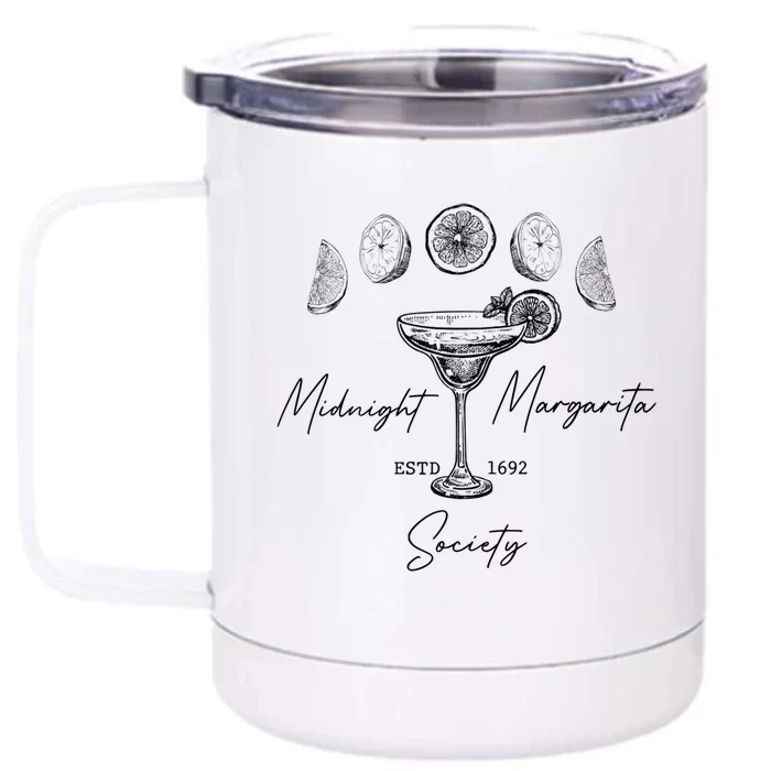 Halloween Midnight Margaritas Society Practical Magic Witch Cute Gift Front & Back 12oz Stainless Steel Tumbler Cup