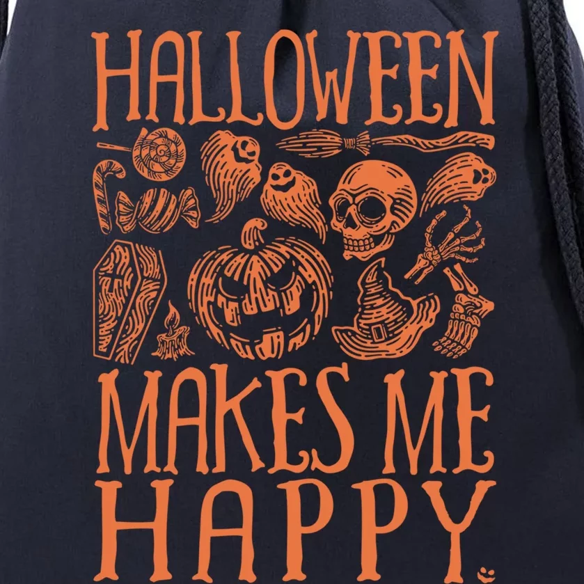 Halloween Makes Me Happy Spooky Scene Gift Drawstring Bag