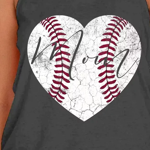 Heart Mom Mother's Day Christmas Baseball Softball Gift Women's Knotted Racerback Tank