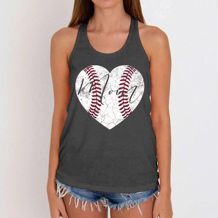 Heart Mom Mother's Day Christmas Baseball Softball Gift Women's Knotted Racerback Tank